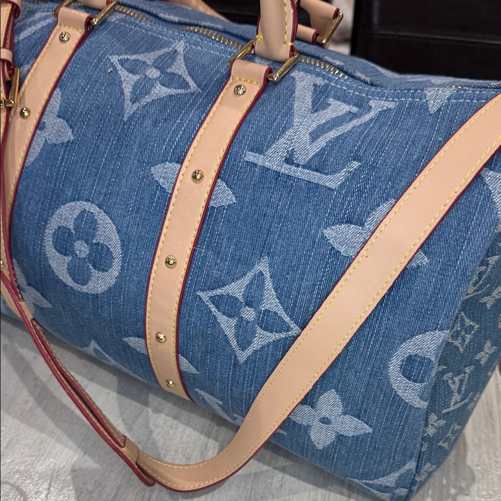 Source Unknown Denim Monogram Keepall Bandouliere… - image 4